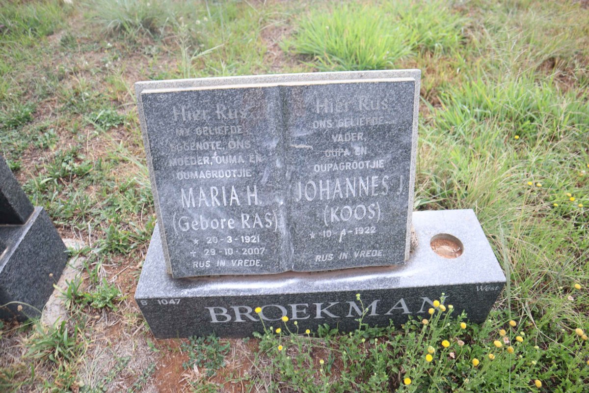 BROEKMAN Johannes J. 1922- & Maria H. RAS 1921-2007