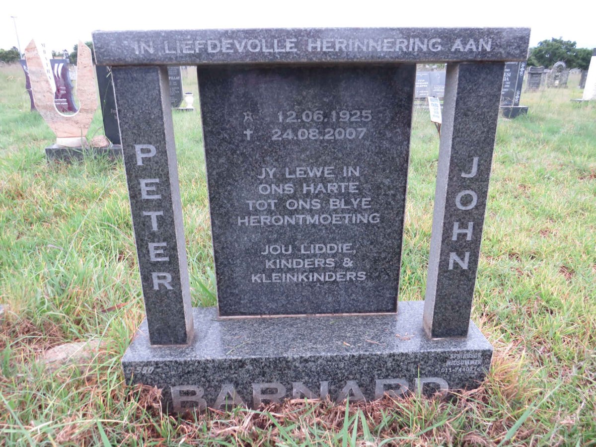 BARNARD Peter John 1925-2007