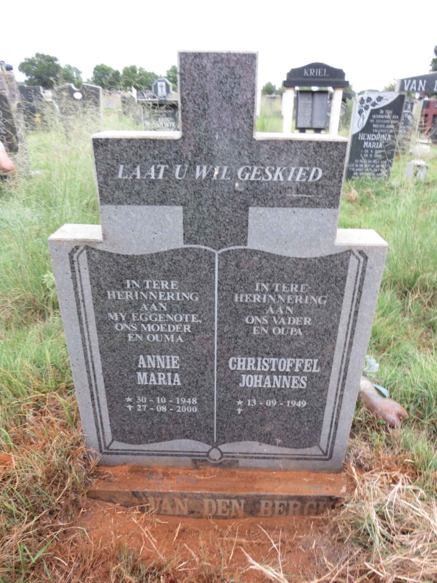 BERGH Christoffel Johannes, van den 1949- & Annie Maria 1948-2000
