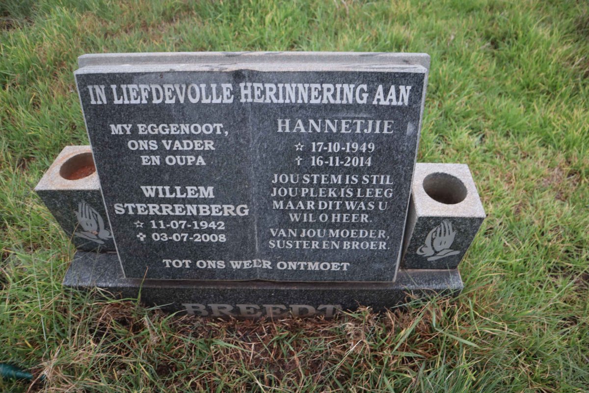 BREEDT Willem Sterrenberg 1942-2008 & Hannetjie 1949-2014