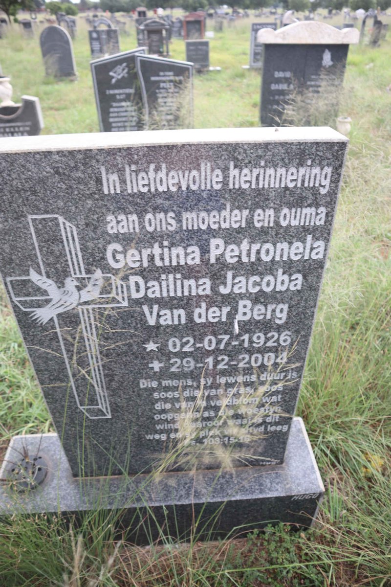 BERG Gertina Petronela Dailina Jacoba, van der 1926-2004