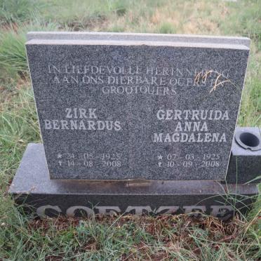 COETZEE Zirk Bernardus 1925-2008 & Gertruida Anna Magdalena 1925-2008