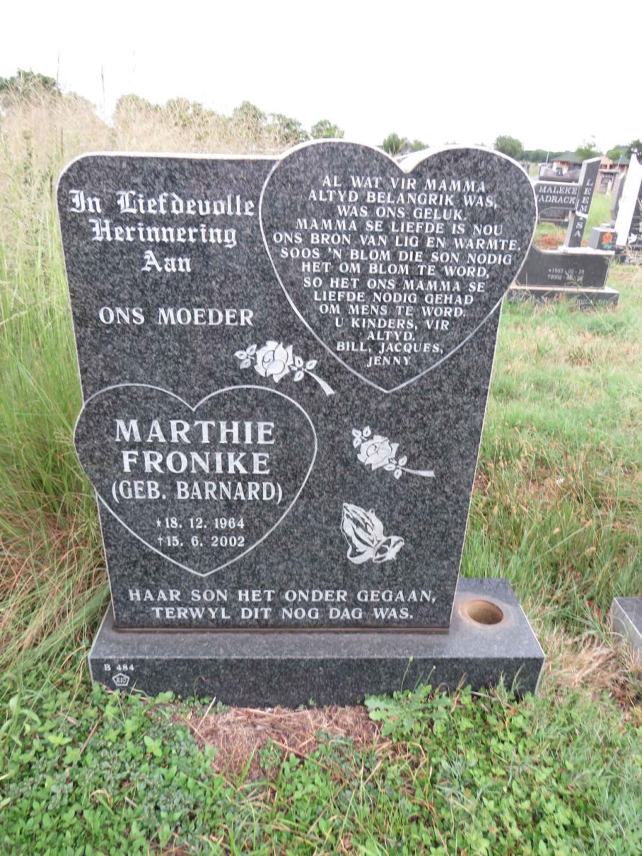 FRONIKE Marthie nee BARNARD 1964-2002