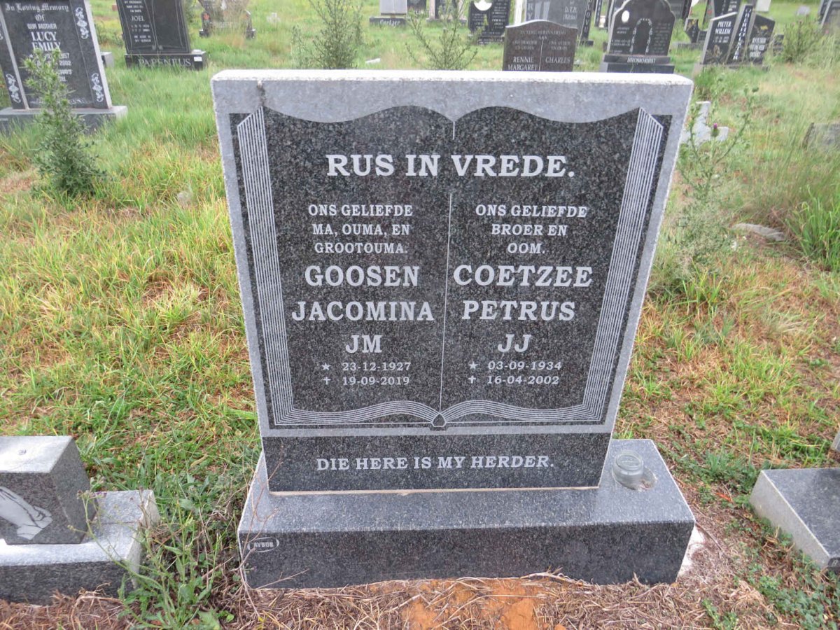 GOOSEN Jacomina J.M. 1927-2019 :: COETZEE Petrus J.J. 1934-2002