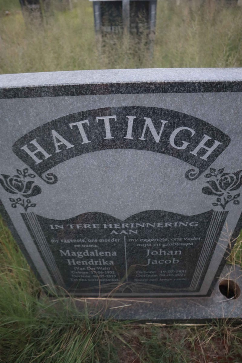HATTINGH Johan Jacob 1931-2021 & Magdalena Hendrika 1933-2013