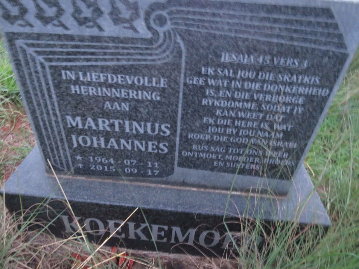 KOEKEMOER Martinus Johannes 1964-2015
