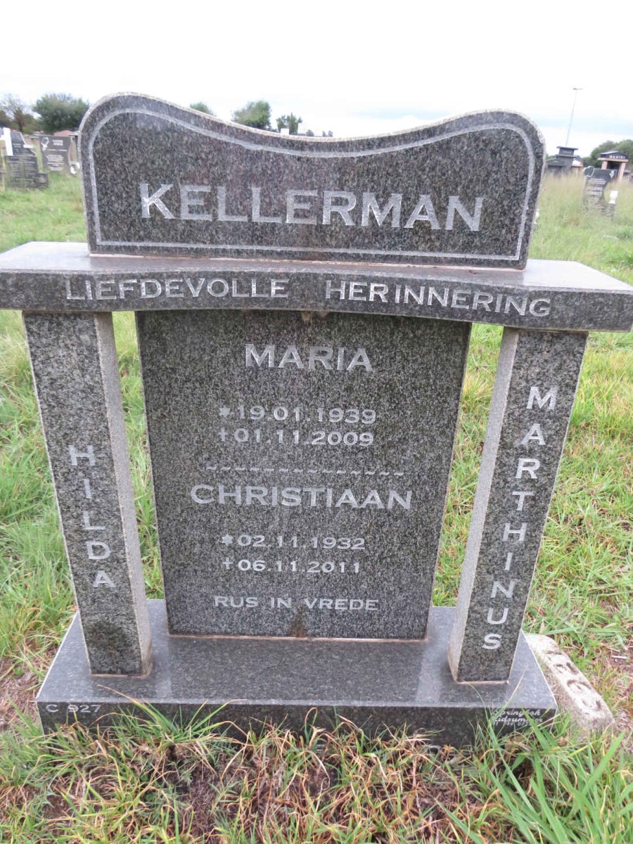 KELLERMAN Christiaan Marthinus 1932-2011 & Hilda Maria 1932-2009