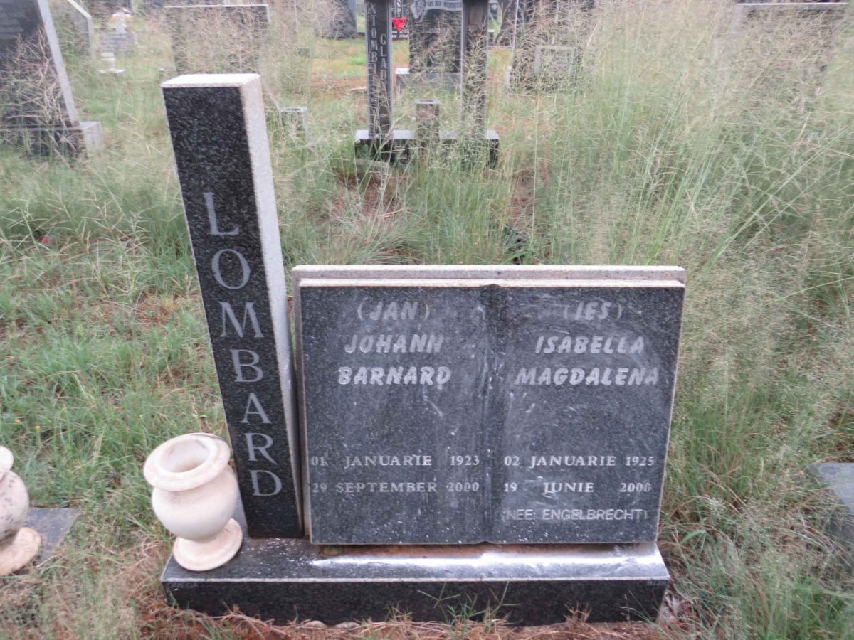 LOMBARD Johann Barnard 1923-2000 & Isabella Magdalena ENGELBRECHT 1925-2000
