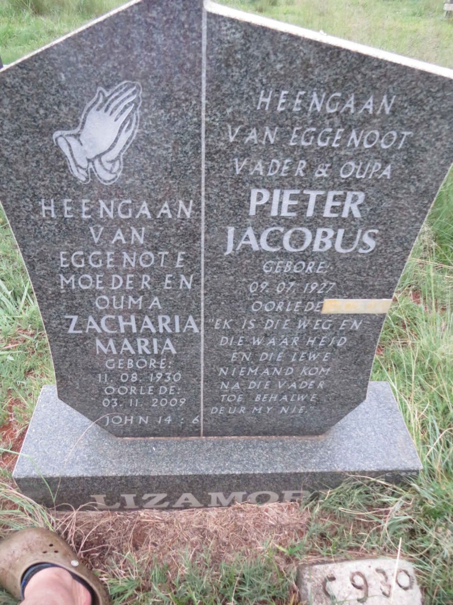 LIZAMORE Pieter Jacobus 1927-2012  & Zacharia Maria 1930-2009