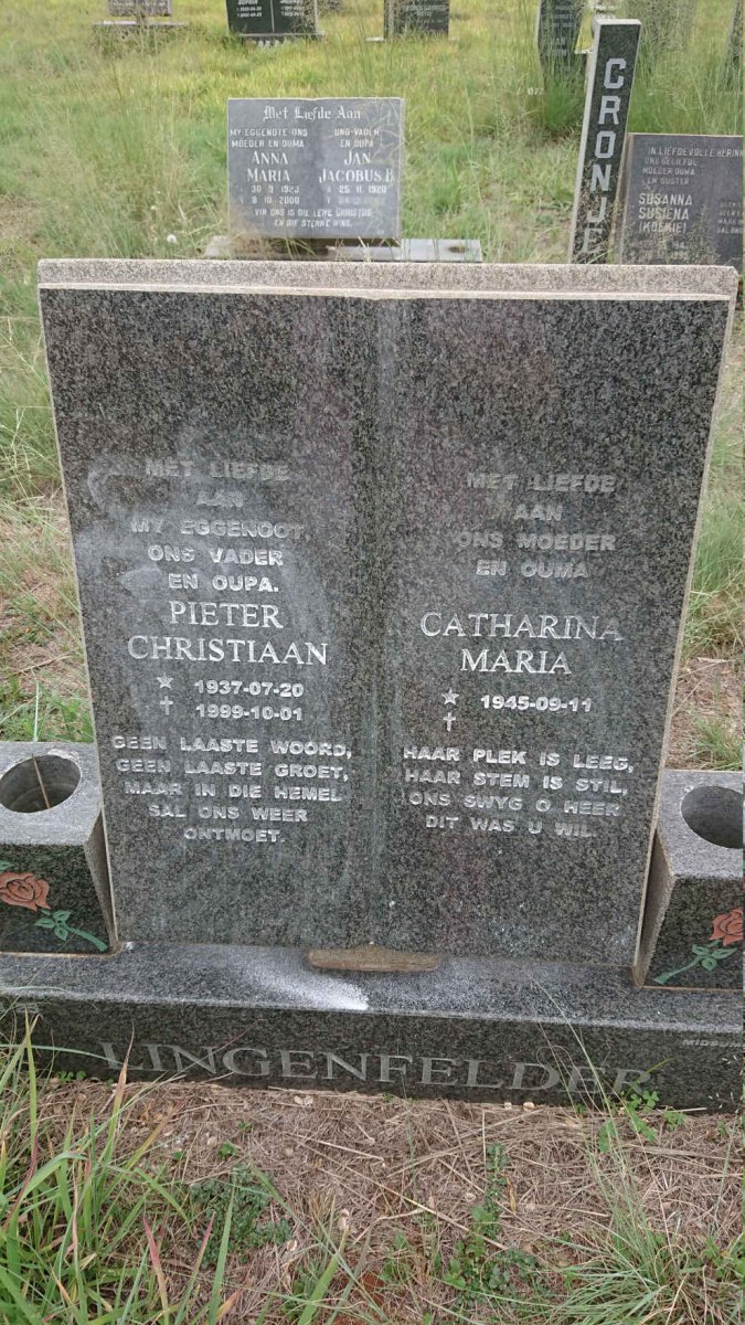 LINGENFELDER Pieter Christiaan 1937-1999 & Catharina Maria 1945-