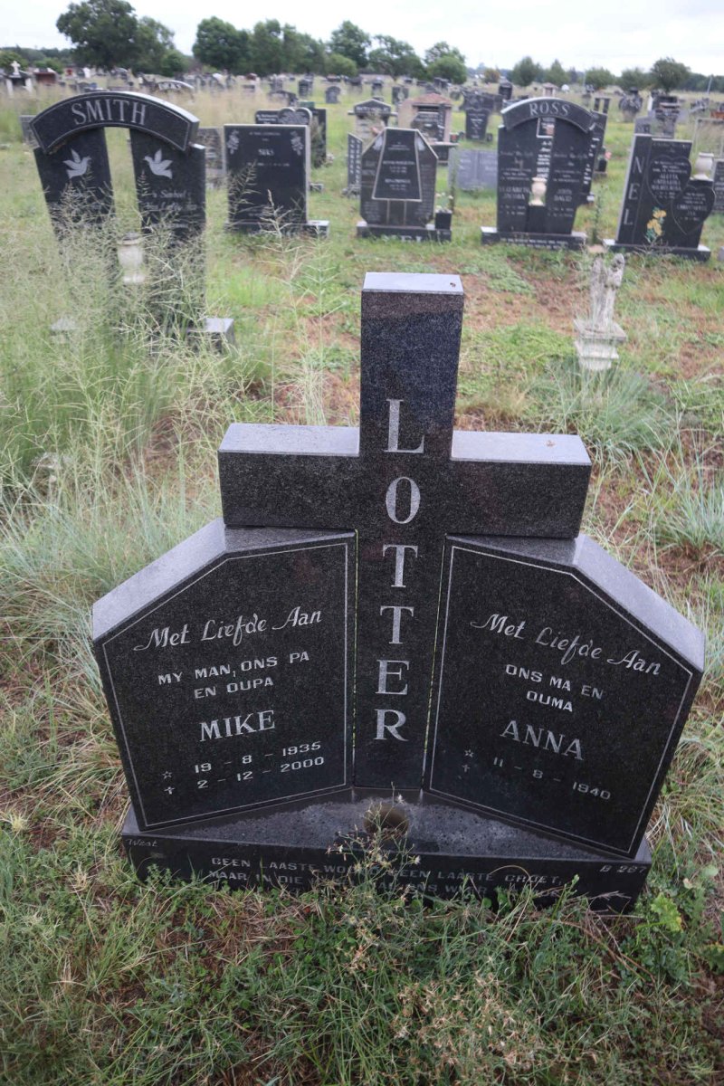 LOTTER Mike 1935-2000 & Anna 1940-