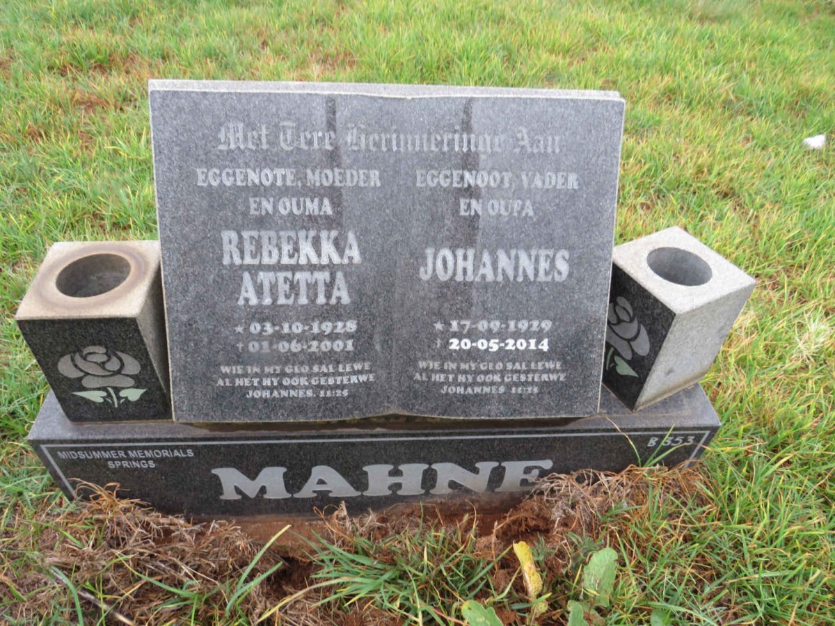 MAHNE Johannes 1929-2014 & Rebekka Atetta 1928-2001