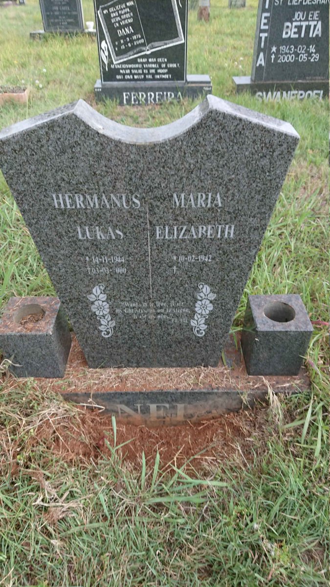 NEL Hermanus Lukas 1944-2000 & Maria Elizabeth 1942-