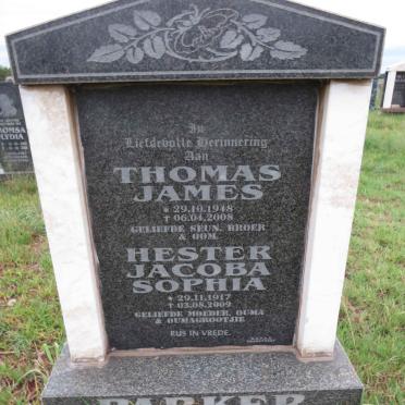 PARKER Hester Jacoba Sophia 1917-2009 :: PARKER Thomas James 1948-2008 
