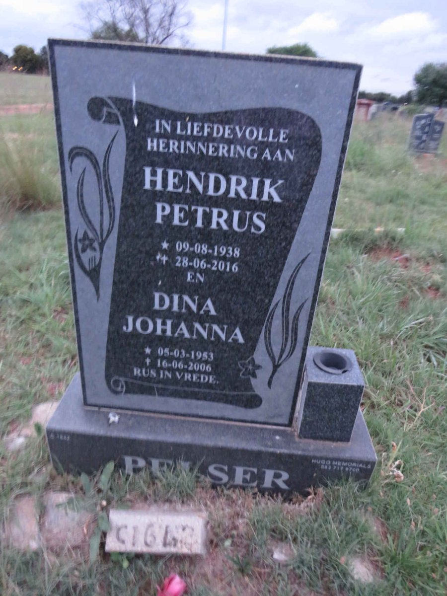 PELSER Hendrik Petrus 1938-2016 & Dina Johanna 1953-2006