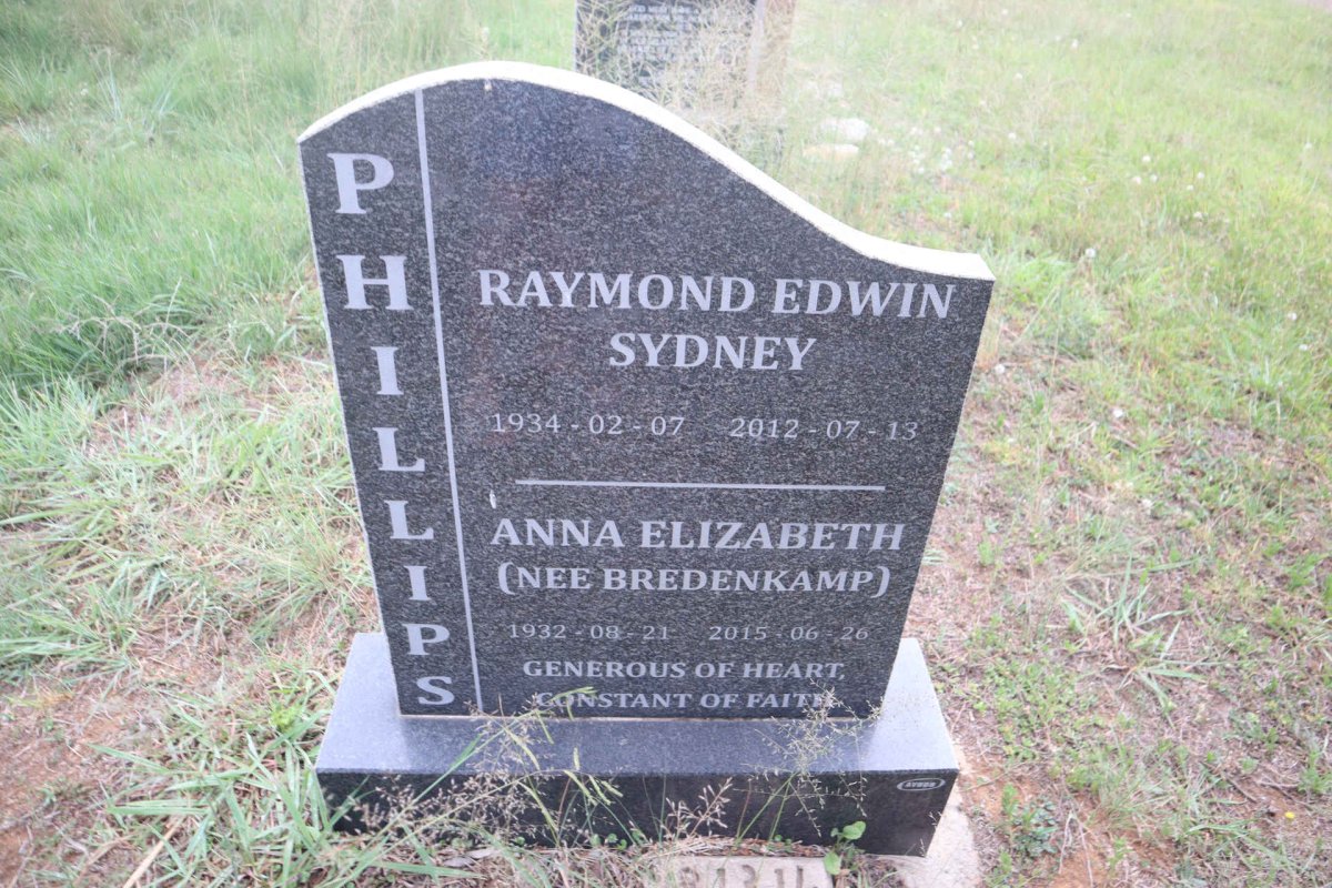 PHILLIPS Raymond Edwin Sydney 1934-2012 & Anna Elizabeth BREDENKAMP 1932-2015