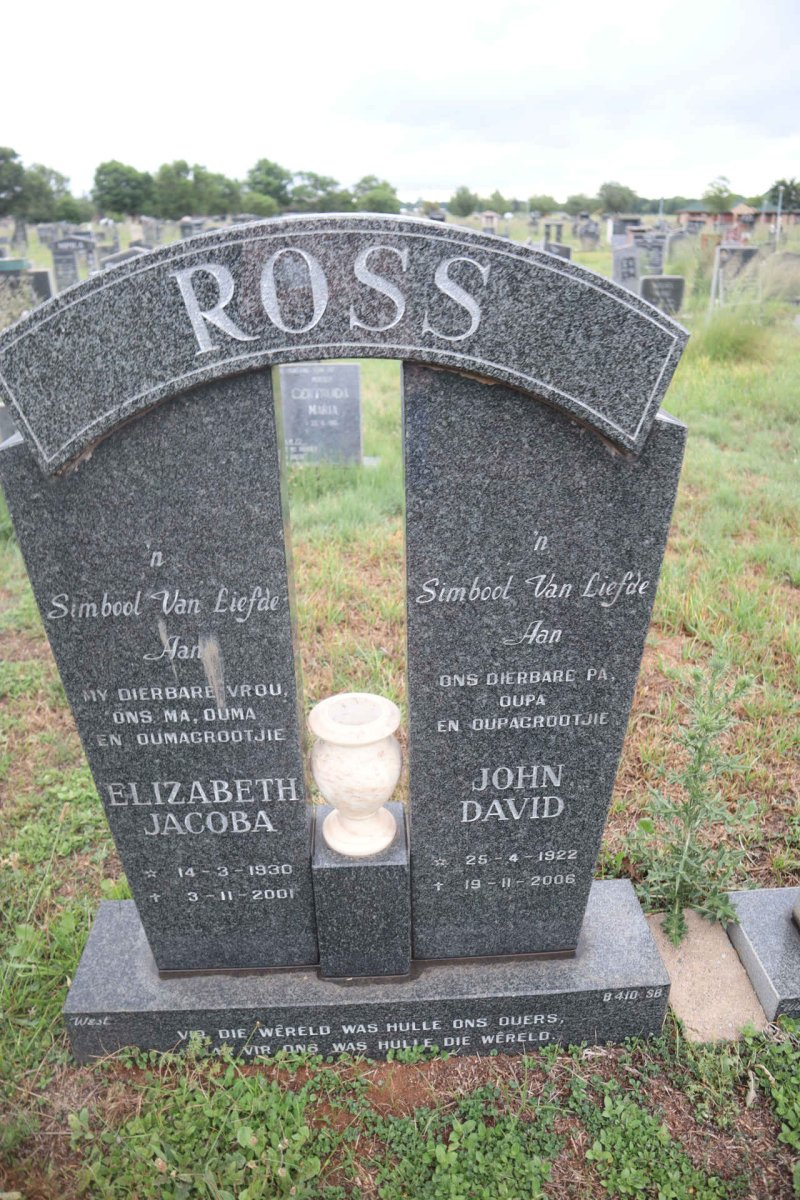ROSS John David 1922-2006 & Elizabeth Jacoba 1930-2001