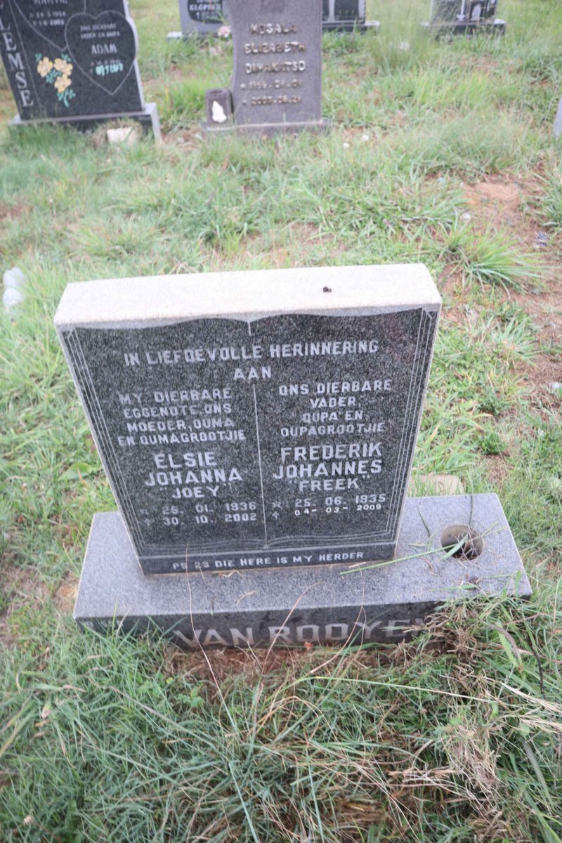 ROOYEN Frederik Johannes, van 1935-2009 & Elsie Johanna 1936-2002