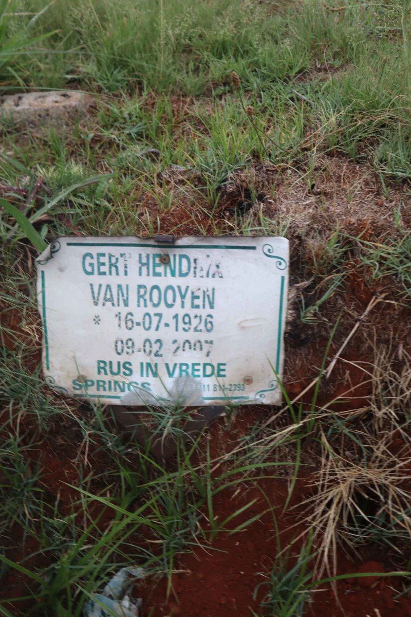 ROOYEN Gert Hendrik, van 1926-2007