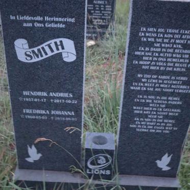 SMITH Hendrik Andries 1957-2017 & Fredrika Johanna 1960-2018