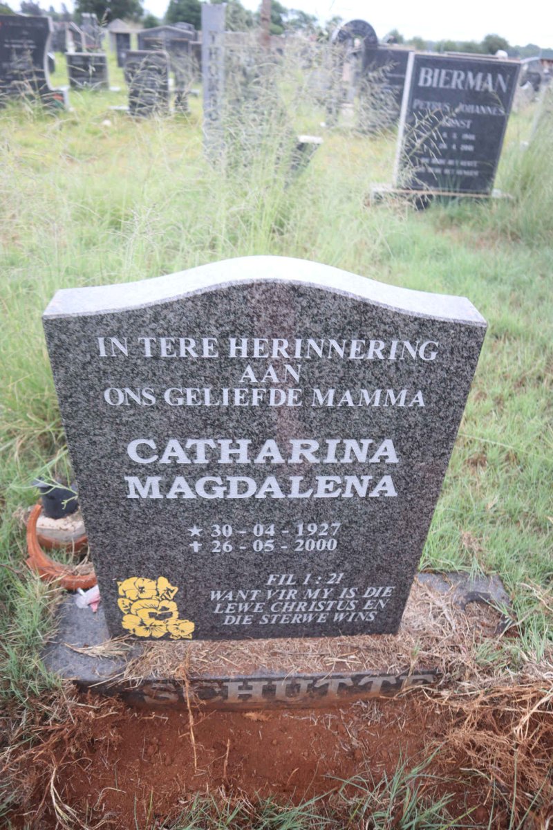 SCHUTTE Catharina Magdalena 1927-2000