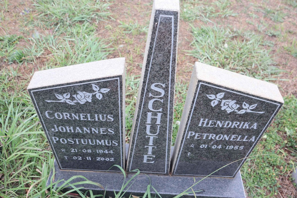 SCHUTTE Cornelius Johannes Postuumus 1944-2002 & Hendrika Petronella 1955-