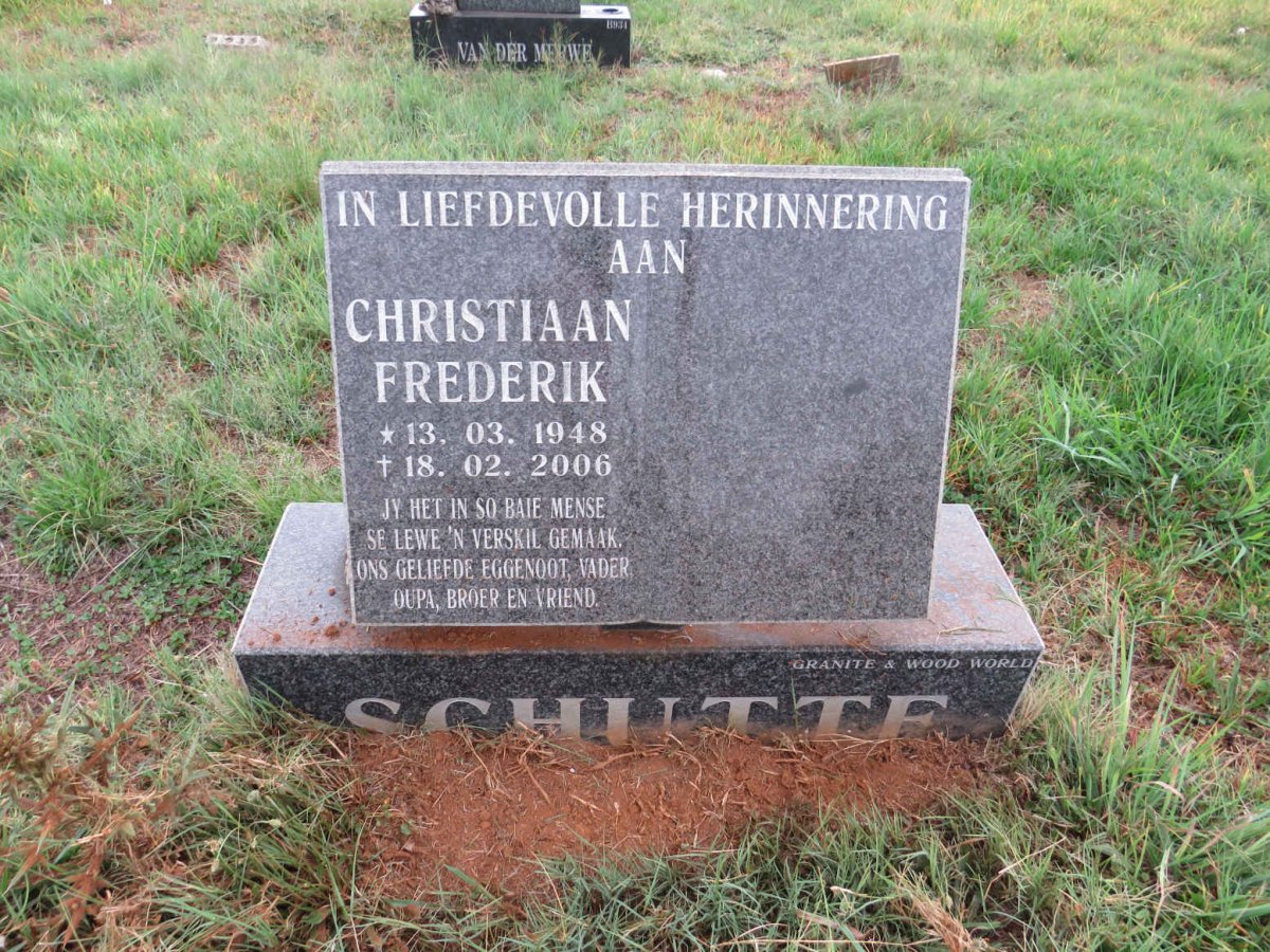 SCHUTTE Christiaan Frederik 1948-2006