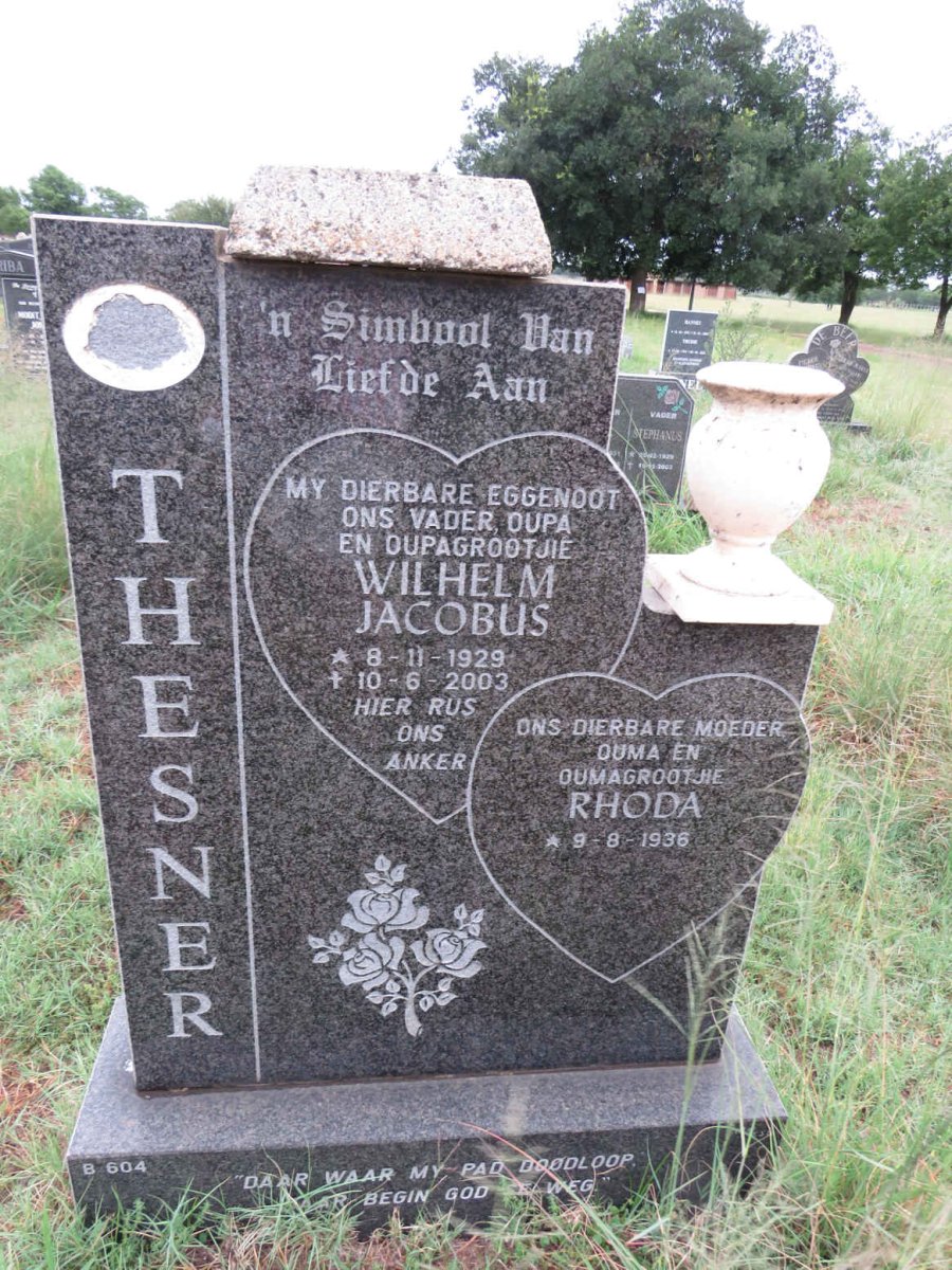 THESNER Wilhelm Jacobus 1929-2003 & Rhoda 1936-