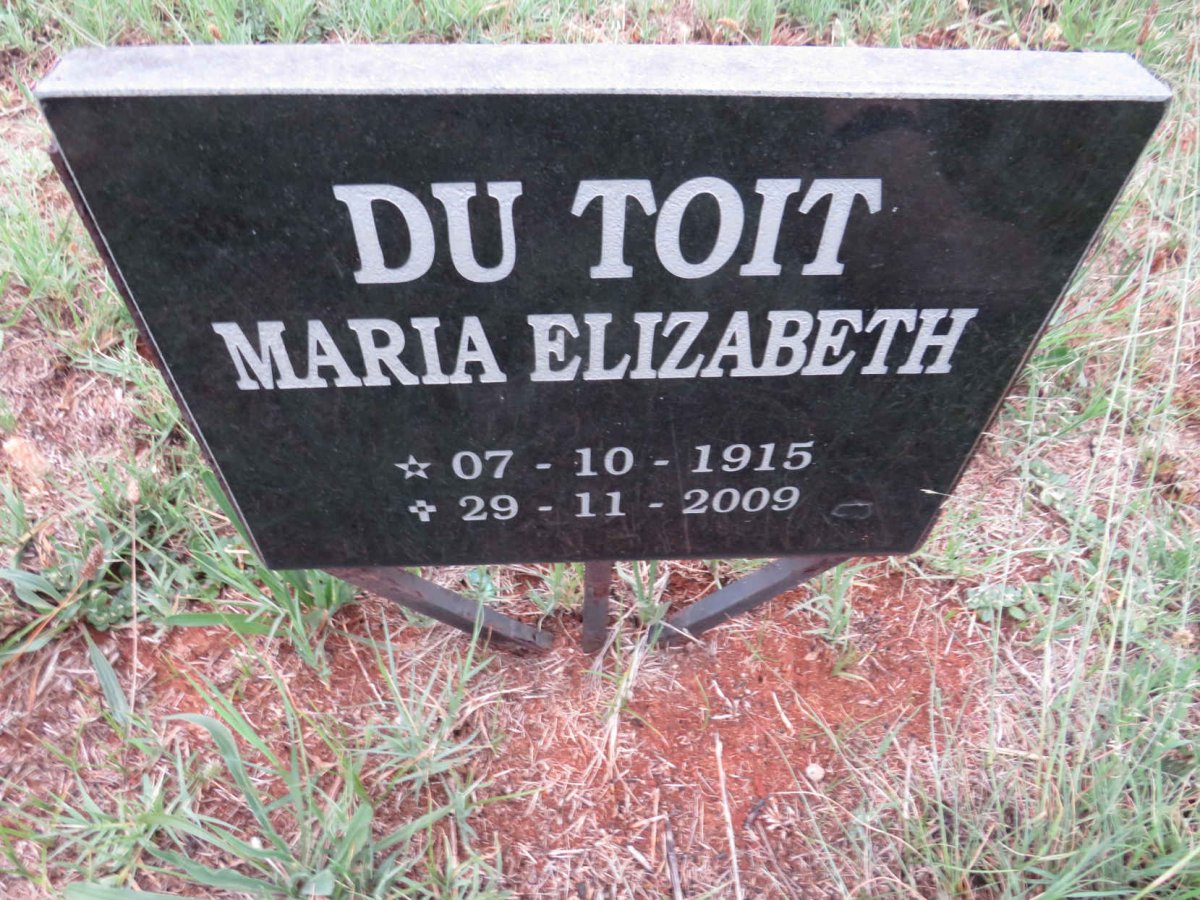TOIT Maria Elizabeth, du 1915-2009