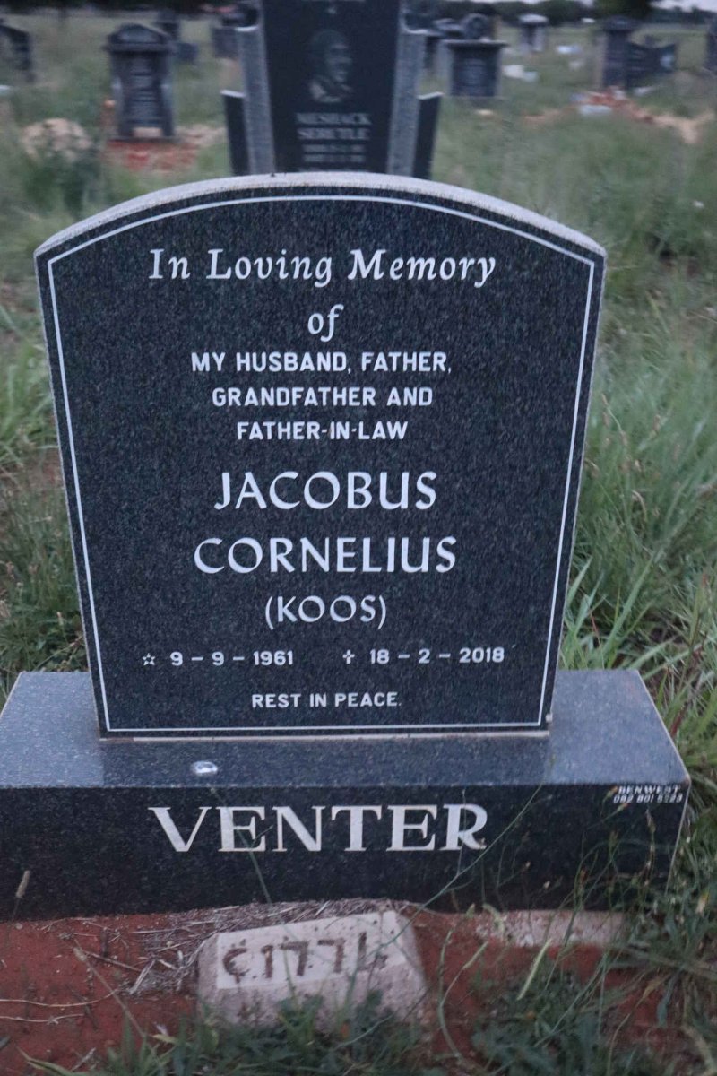 VENTER Jacobus Cornelius 1961-2018