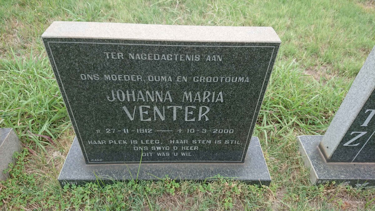 VENTER Johanna Maria 1912-2000