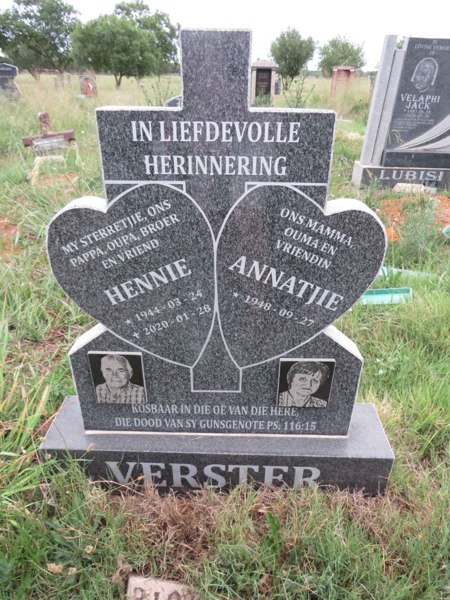 VERSTER Hennie 1944-2020 & Annatjie 1948-