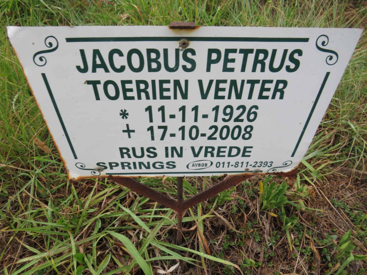 VENTER Jacobus Petrus Toerien 1926-2008
