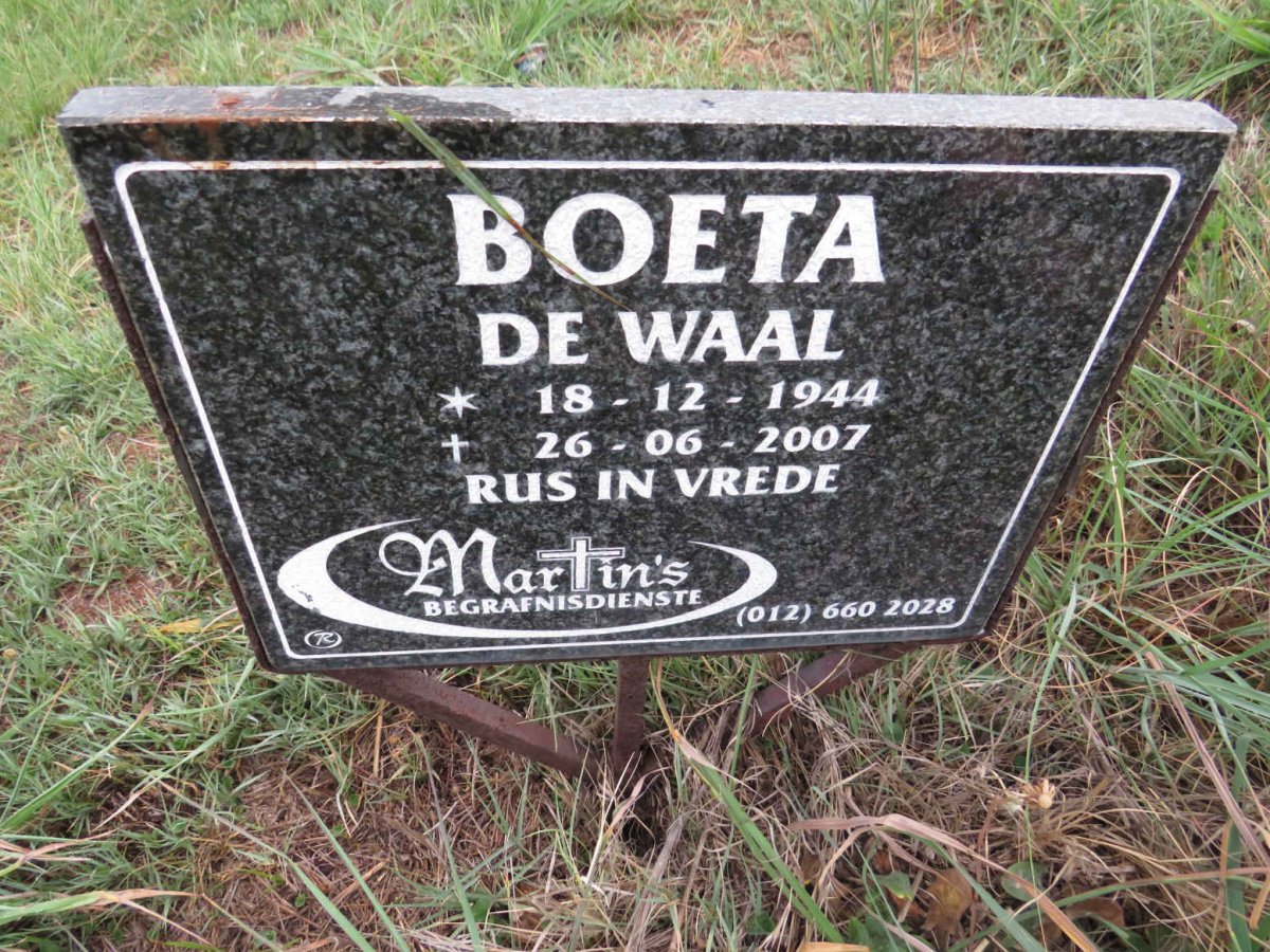 WAAL Boeta, de 1944-2007