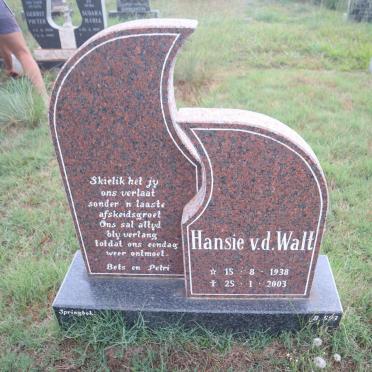 WALT Hansie, van der 1938-2003
