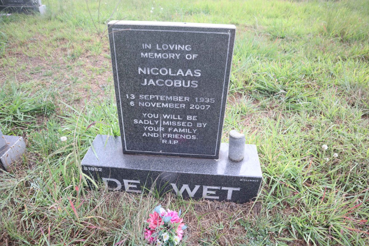 WET Nicolaas Jacobus, de 1935-2007