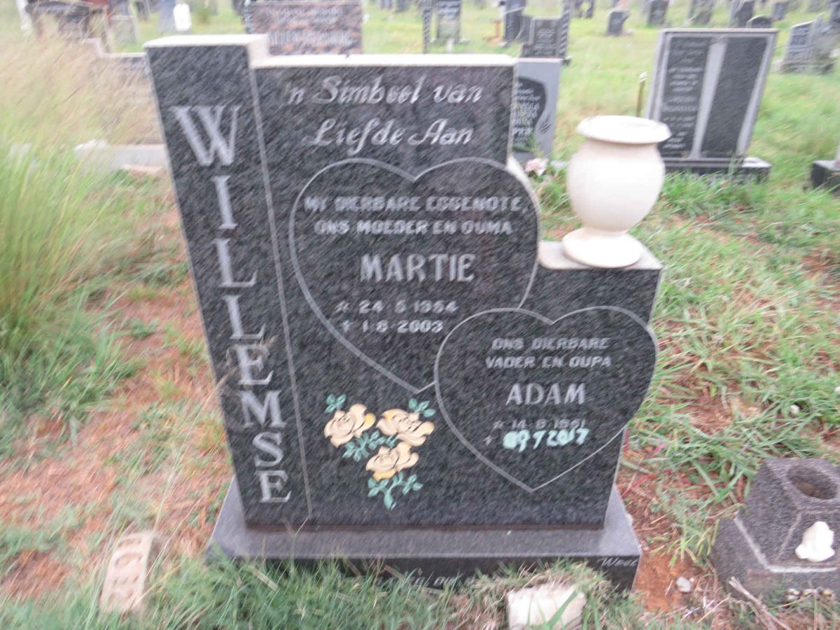 WILLEMSE Adam 1951-2017 & Martie 1954-2003
