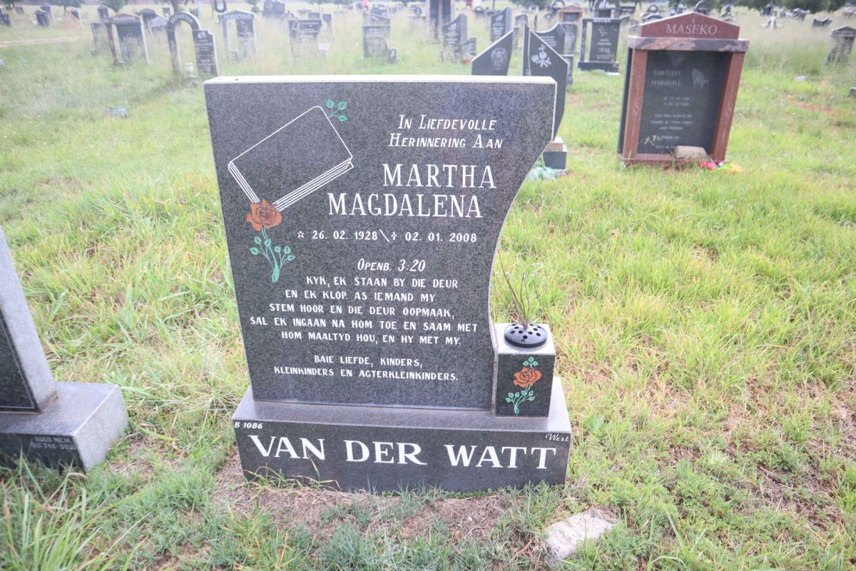 WATT Martha Magdalena, van der 1928-2008