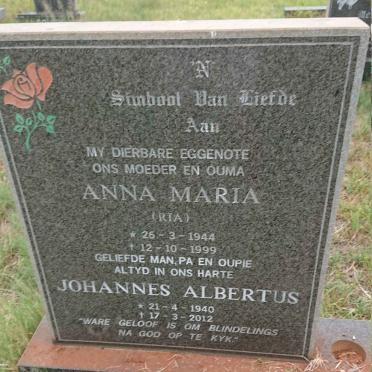 ZYL Johannes Albertus, van 1940-2012 & Anna Maria 1944-1999