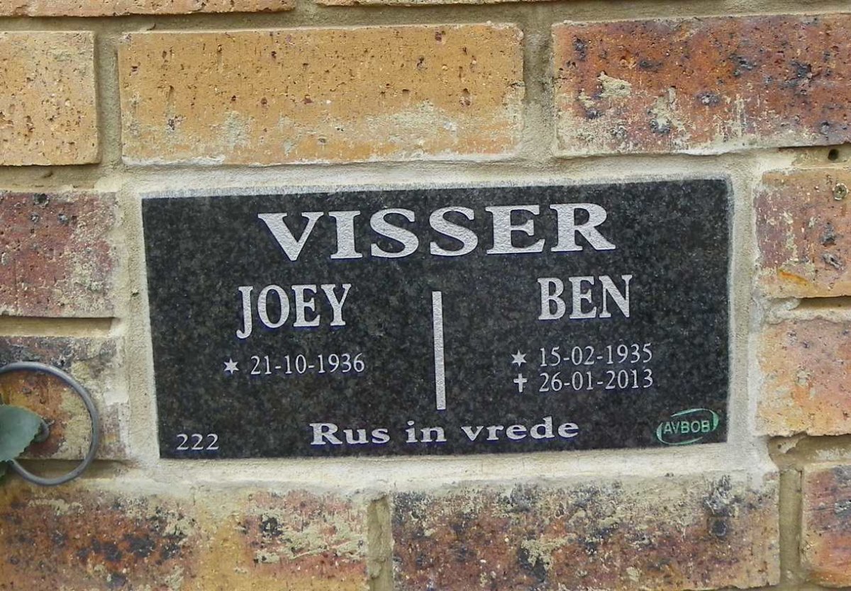 VISSER Ben 1935-2013 &amp; Joey 1936-
