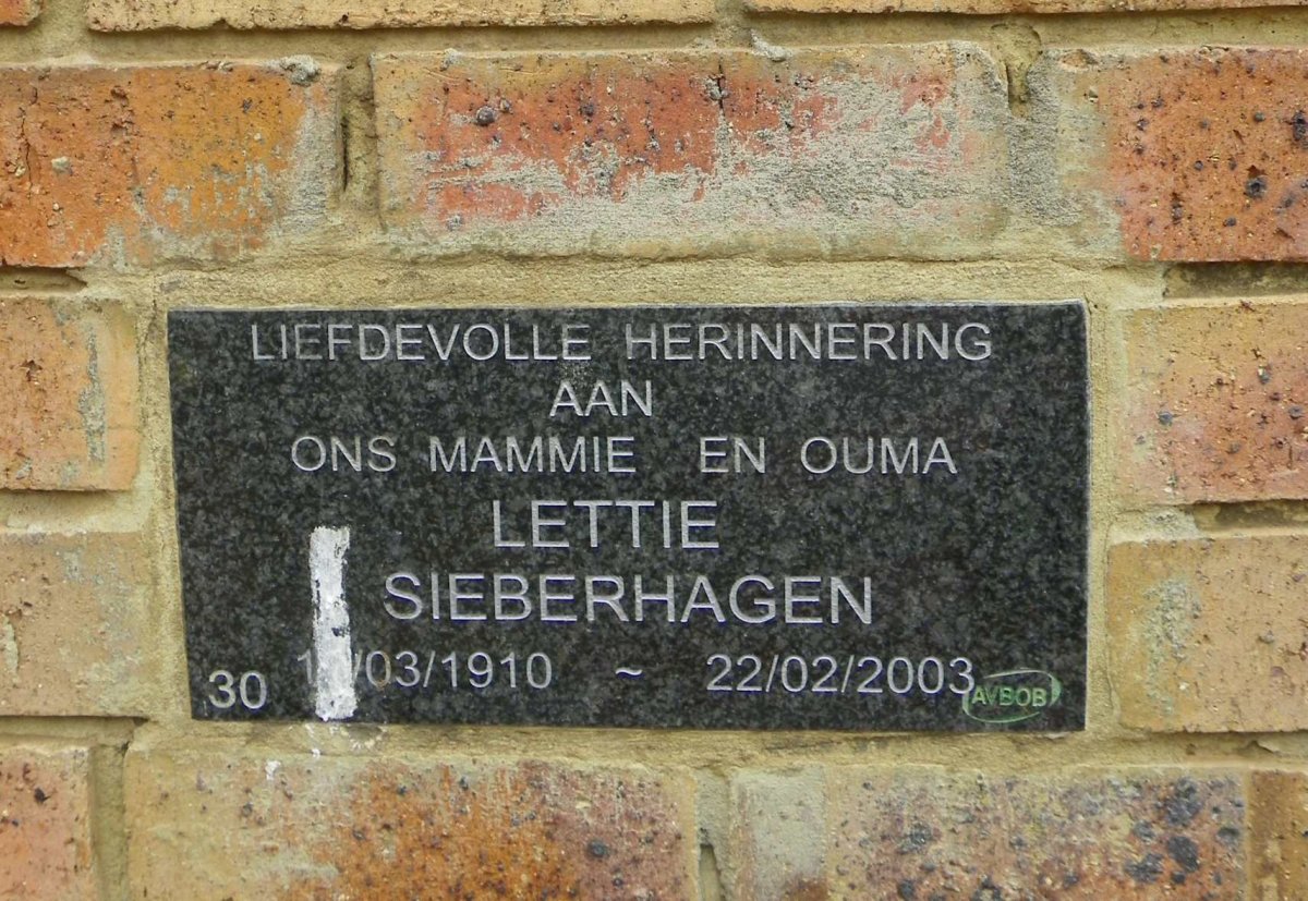 SIEBERHAGEN Lettie 1910-2003