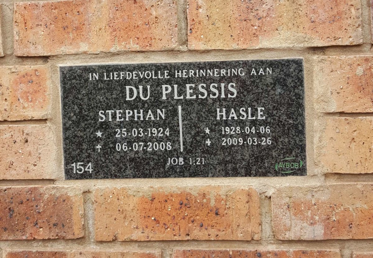 PLESSIS Stephan, du 1924-2008 &amp; Hasle 1928-2009
