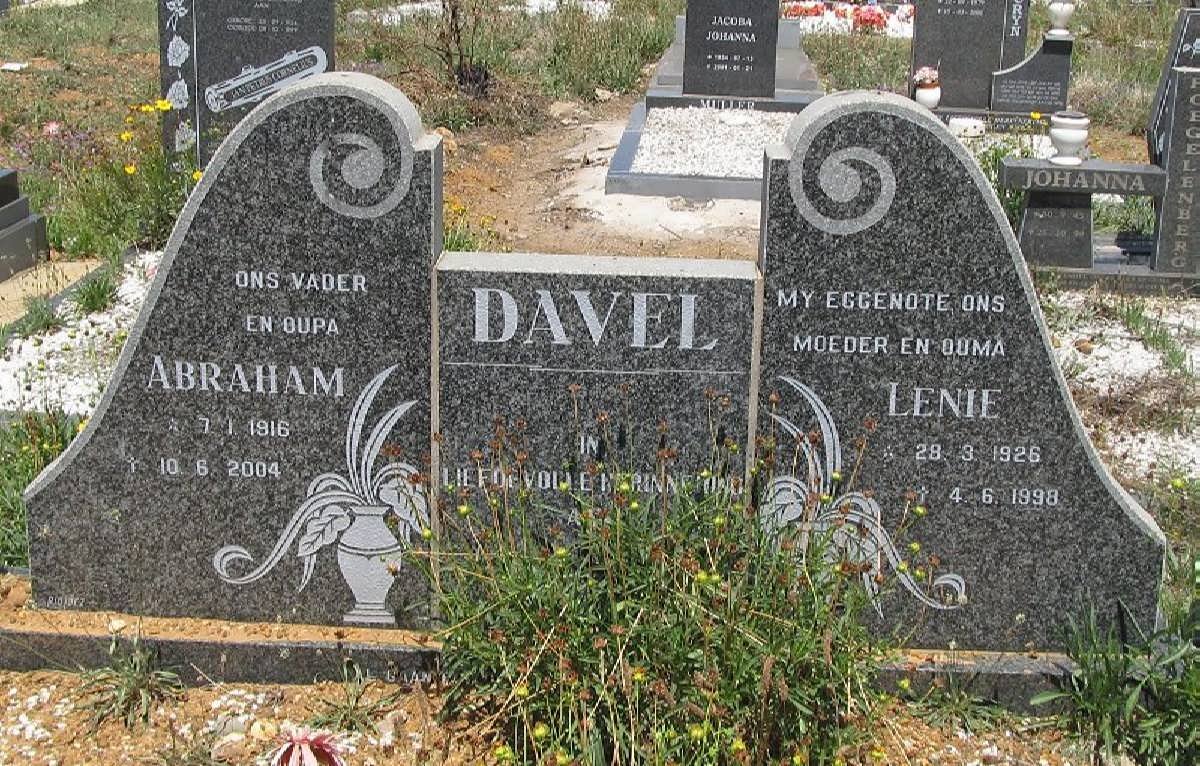 DAVEL Abraham 1916-2004 &amp; Lenie 1926-1998