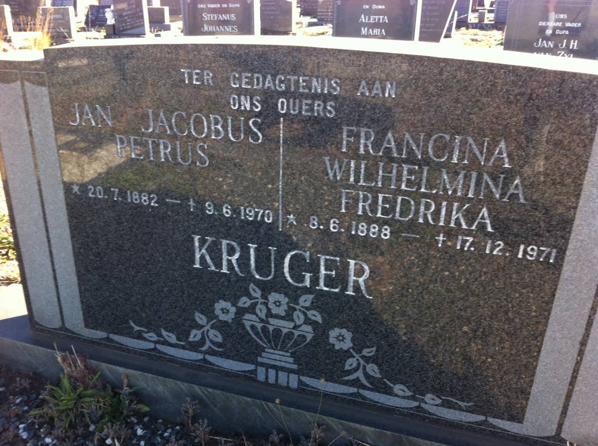KRUGER Jan Jacobus Petrus 1882-1970 &amp; Francina Wilhelmina Fredrika 1888-1971