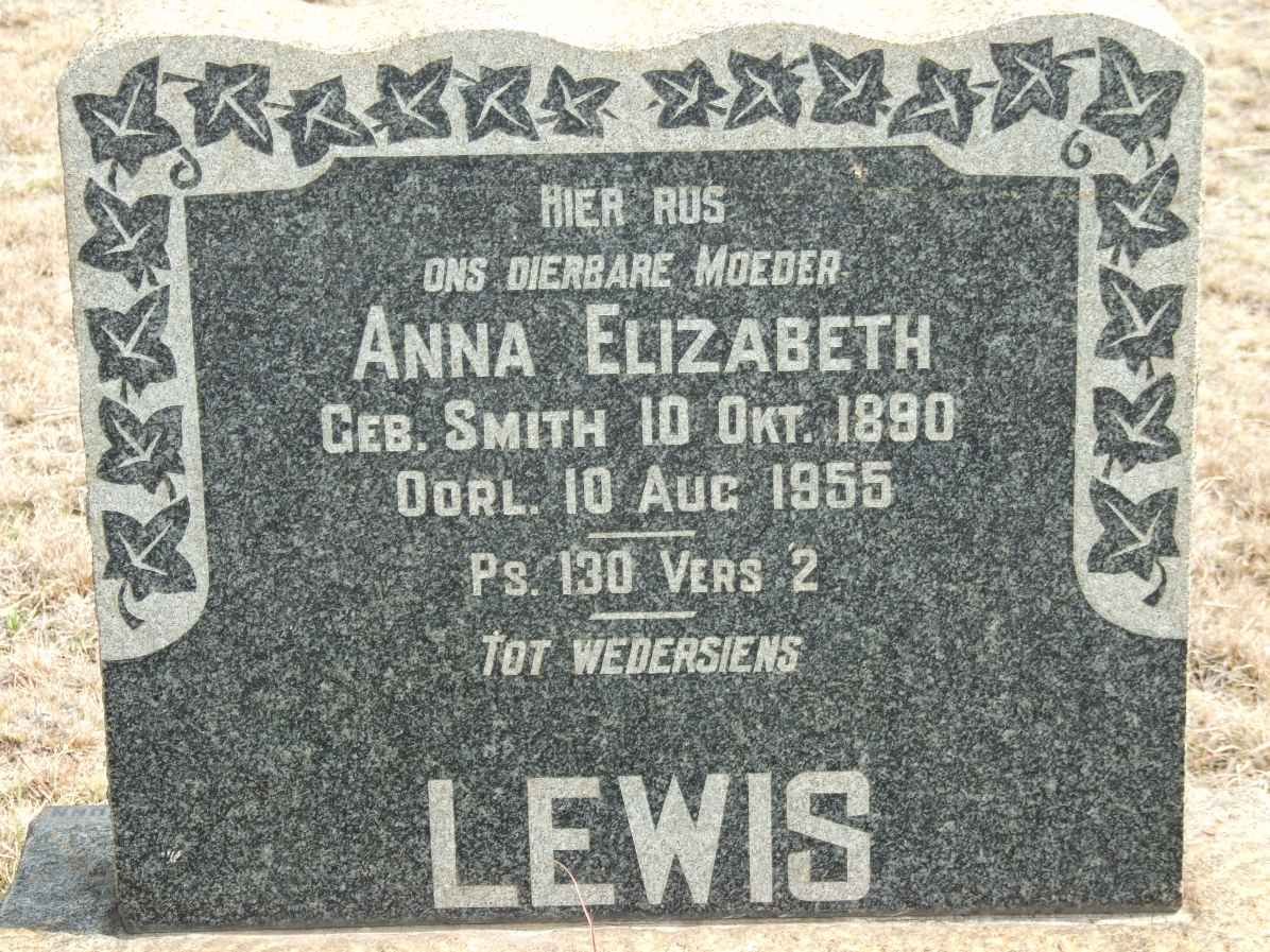 LEWIS Anna Elizabeth nee SMITH 1890-1955