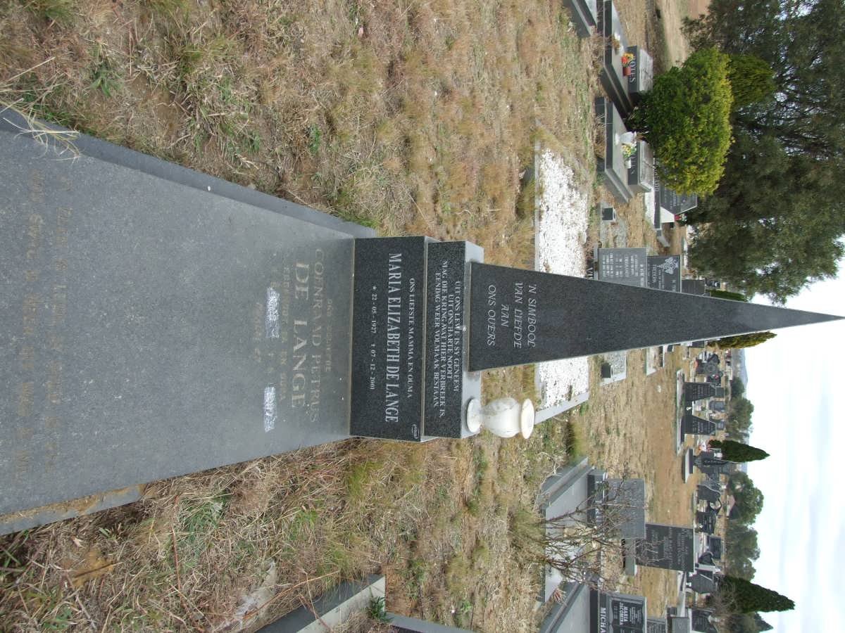 LANGE Coenraad Petrus, de 1929-1987 &amp; Maria Elizabeth, de 1927-2001