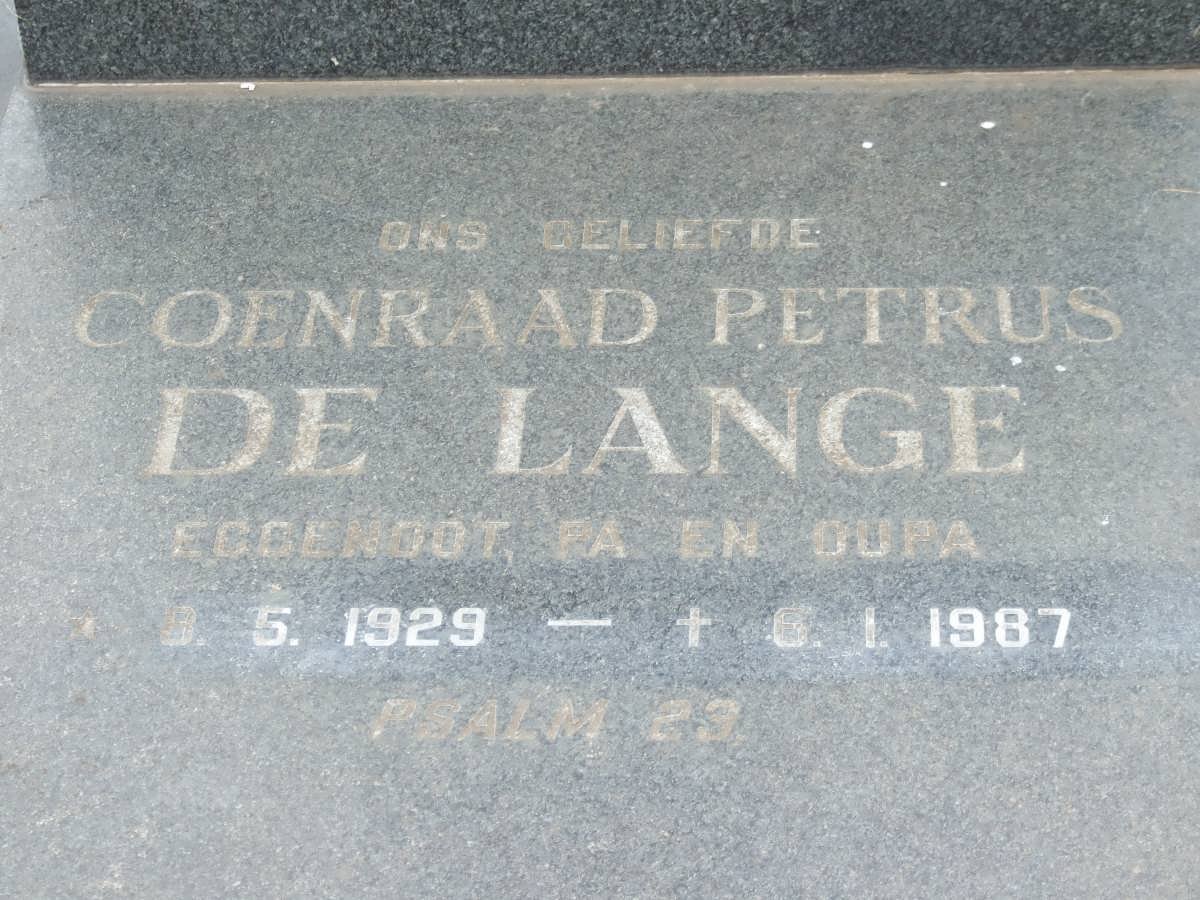 LANGE Coenraad Petrus, de 1929-1987 