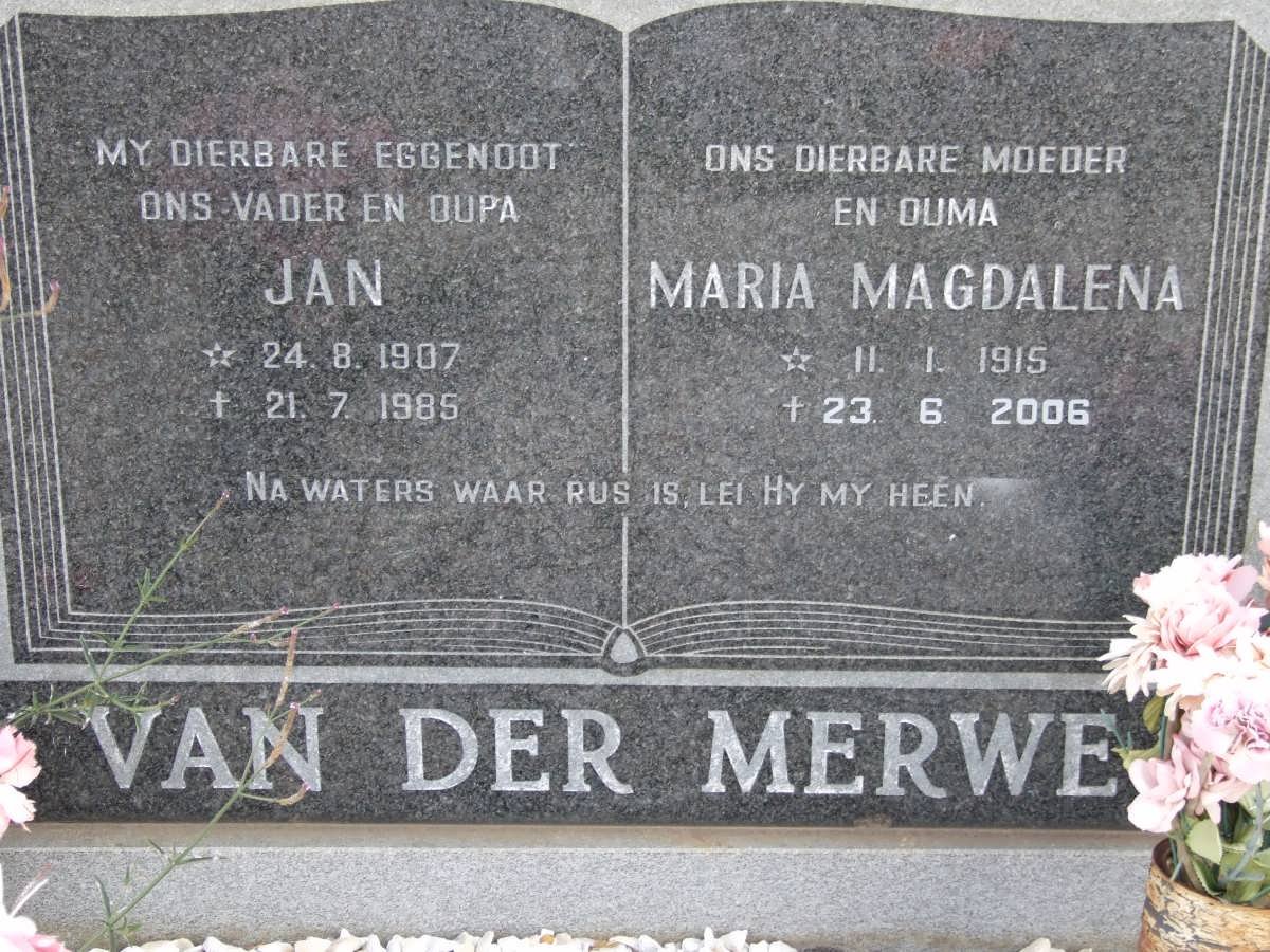 MERWE Jan, van der 1907-1985 &amp; Maria Magdalena 1915-2006