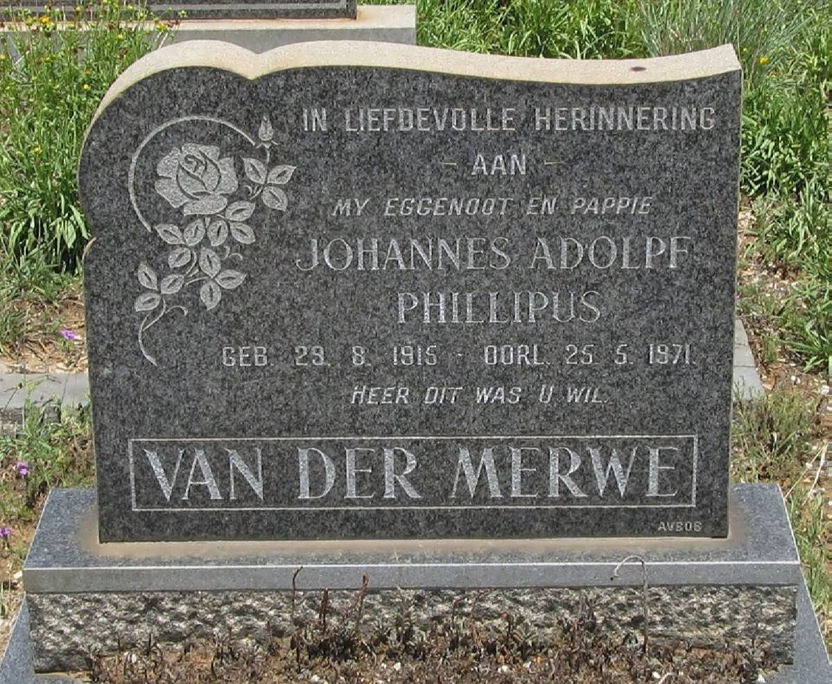 MERWE Johannes Adolph Phillipus, van der 1915-1971
