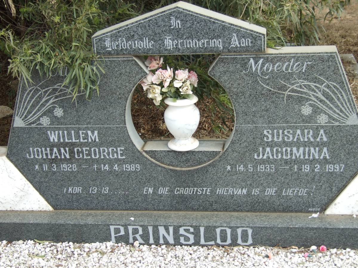 PRINSLOO Willem Johan George 1928-1989 &amp; Susara Jacomina 1933-1997